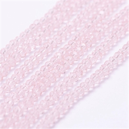 Sart rosa glasperle, linse facet, 2x2,5mm, 1 streng